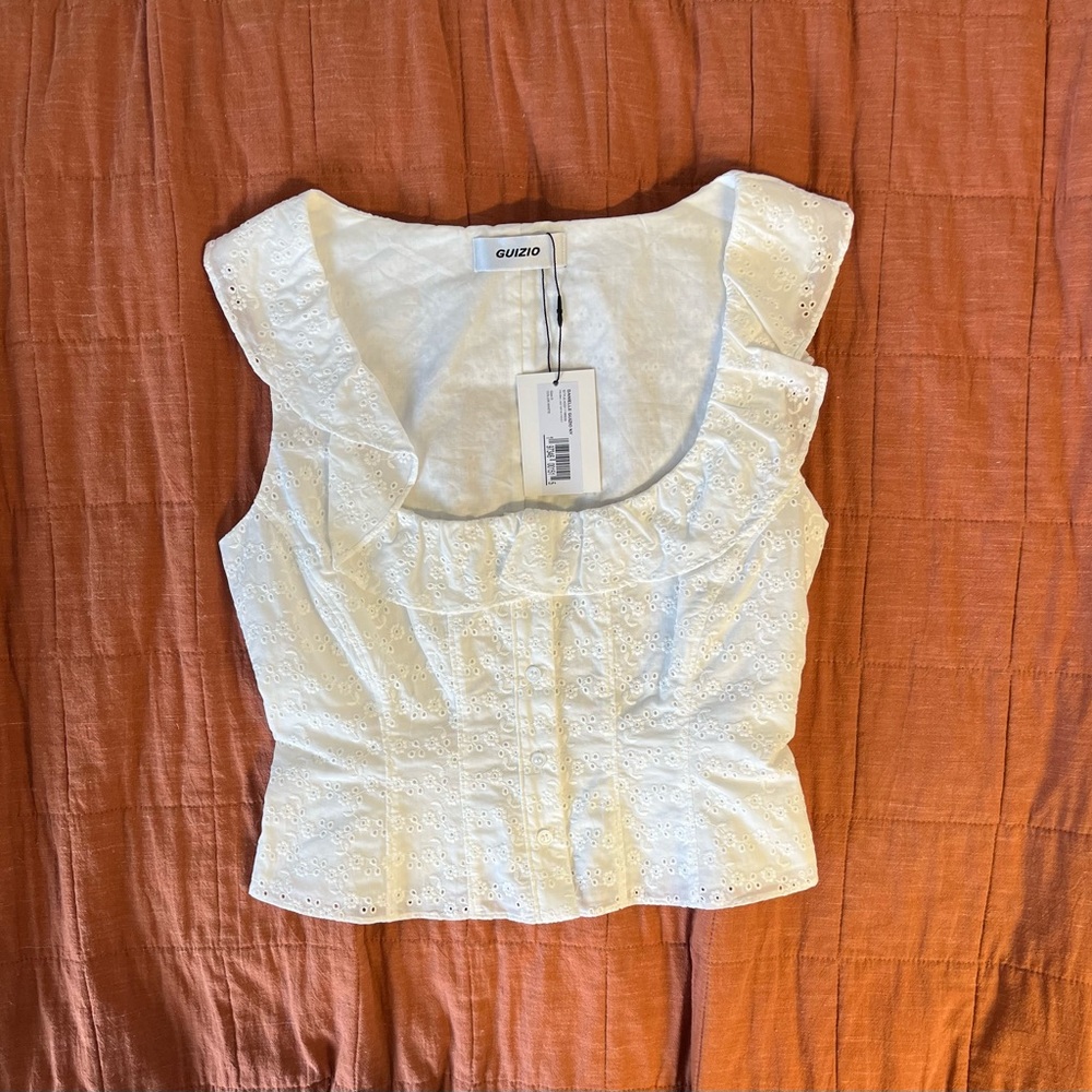 Danielle Guizio Paloma Top in Eyelet